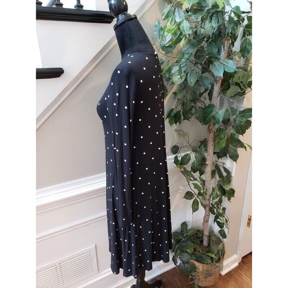 Old Navy Women Black Polka Dot Round Neck Long Sleeve Knee Length Sheath Dress S - Picture 8 of 11